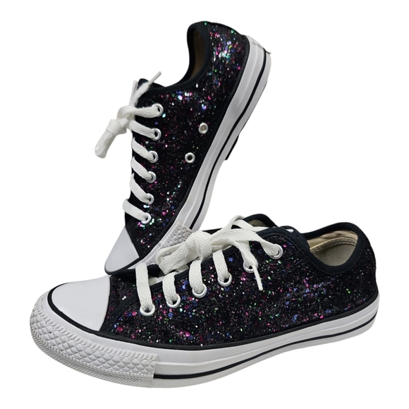 Converse Chuck Taylor All-star low black with multicolor glitter sequins. - Picture 2 of 8